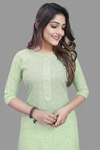 Stylish Straight Green Self Design Viscose Rayon Kurta For Women-thumb3