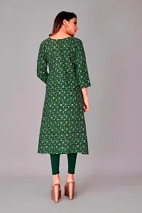 Stylish Straight Green Printed Viscose Rayon Kurta For Women-thumb4