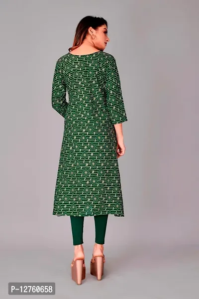 Stylish Straight Green Printed Viscose Rayon Kurta For Women-thumb5