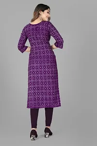 Stylish Straight Purple Checked Viscose Rayon Kurta For Women-thumb3