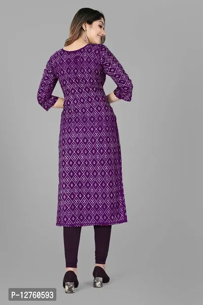 Stylish Straight Purple Checked Viscose Rayon Kurta For Women-thumb4