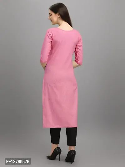 Stylish Straight Pink Solid Viscose Rayon Kurta For Women-thumb3