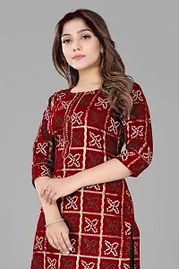 Stylish Straight Maroon Checked Viscose Rayon Kurta For Women-thumb1