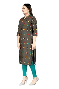 Stylish Straight Green Printed Viscose Rayon Kurta For Women-thumb1