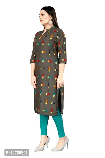 Stylish Straight Green Printed Viscose Rayon Kurta For Women-thumb2