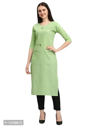 Stylish Straight Green Solid Viscose Rayon Kurta For Women