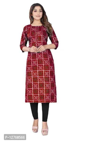 Stylish Straight Maroon Checked Viscose Rayon Kurta For Women-thumb0