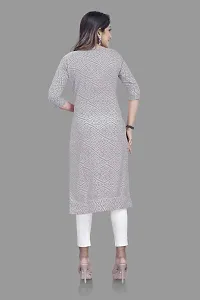 Stylish Straight Grey Self Design Viscose Rayon Kurta For Women-thumb4