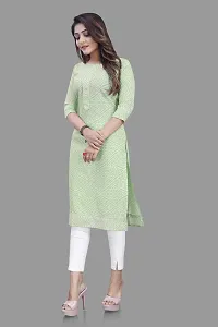 Stylish Straight Green Self Design Viscose Rayon Kurta For Women-thumb2