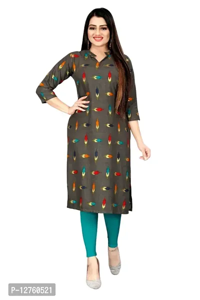 Stylish Straight Green Printed Viscose Rayon Kurta For Women-thumb0