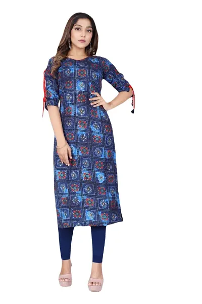 Stylish Straight Checked Viscose Rayon Kurta For Women