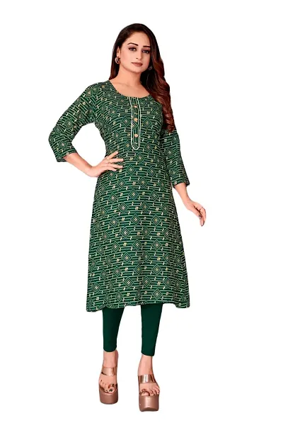 Delany Women's Rayon Round Neck 3/4 Sleeve Latest Short Kurti (HNBG_445626)