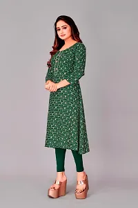 Stylish Straight Green Printed Viscose Rayon Kurta For Women-thumb3