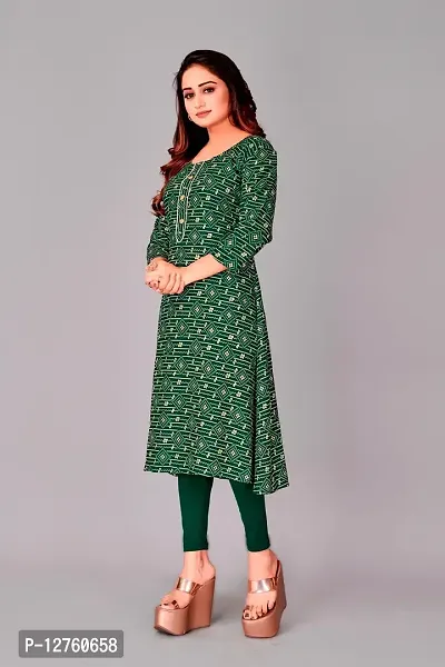 Stylish Straight Green Printed Viscose Rayon Kurta For Women-thumb4