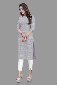 Stylish Straight Grey Self Design Viscose Rayon Kurta For Women-thumb2