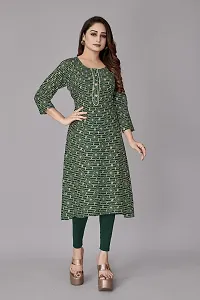 Stylish Straight Green Printed Viscose Rayon Kurta For Women-thumb1