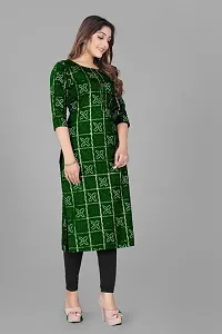 Stylish Straight Black Checked Viscose Rayon Kurta For Women-thumb3