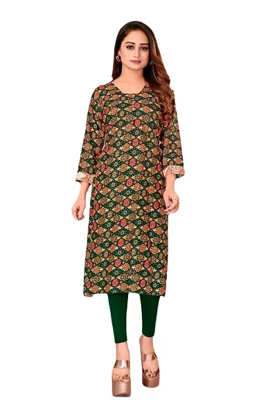 Stylish Straight Checked Viscose Rayon Kurta For Women