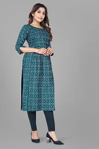 Stylish Straight Olive Checked Viscose Rayon Kurta For Women-thumb3