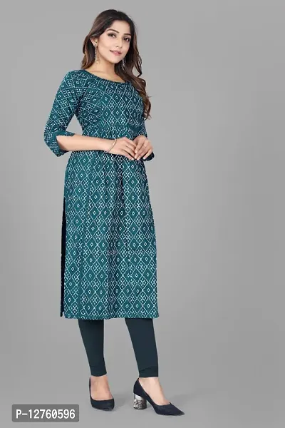 Stylish Straight Olive Checked Viscose Rayon Kurta For Women-thumb4