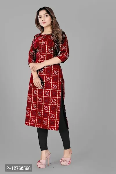 Stylish Straight Maroon Checked Viscose Rayon Kurta For Women-thumb4