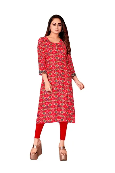 Stylish Straight Checked Viscose Rayon Kurta For Women