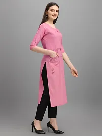 Stylish Straight Pink Solid Viscose Rayon Kurta For Women-thumb1