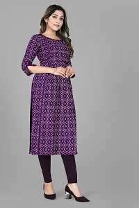 Stylish Straight Purple Checked Viscose Rayon Kurta For Women-thumb4