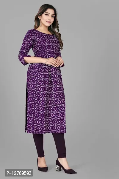 Stylish Straight Purple Checked Viscose Rayon Kurta For Women-thumb5