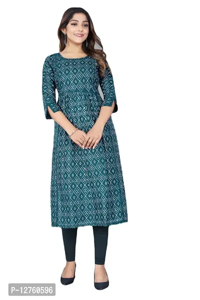 Stylish Straight Olive Checked Viscose Rayon Kurta For Women-thumb0