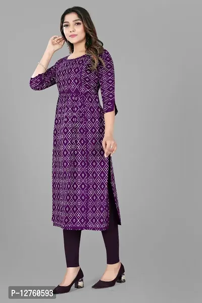 Stylish Straight Purple Checked Viscose Rayon Kurta For Women-thumb3