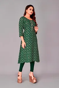 Stylish Straight Green Printed Viscose Rayon Kurta For Women-thumb2