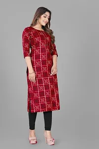 Stylish Straight Maroon Checked Viscose Rayon Kurta For Women-thumb4