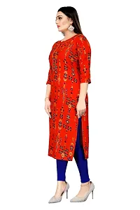 Stylish Straight Red Printed Viscose Rayon Kurta For Women-thumb2