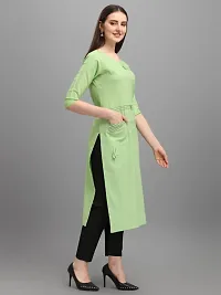 Stylish Straight Green Solid Viscose Rayon Kurta For Women-thumb1