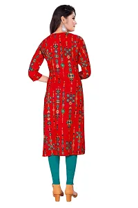Stylish Straight Red Printed Viscose Rayon Kurta For Women-thumb1
