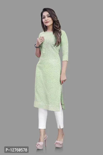 Stylish Straight Green Self Design Viscose Rayon Kurta For Women-thumb2