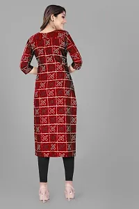 Stylish Straight Maroon Checked Viscose Rayon Kurta For Women-thumb2