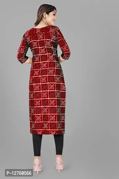 Stylish Straight Maroon Checked Viscose Rayon Kurta For Women-thumb3