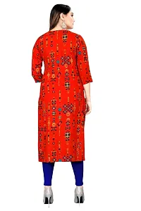 Stylish Straight Red Printed Viscose Rayon Kurta For Women-thumb1