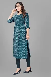 Stylish Straight Olive Checked Viscose Rayon Kurta For Women-thumb1