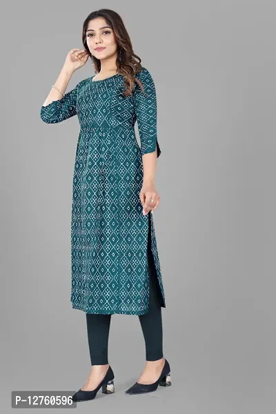 Stylish Straight Olive Checked Viscose Rayon Kurta For Women-thumb2