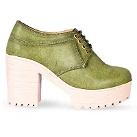 Women Trendy Green Synthetic Solid Heeled Boots-thumb1