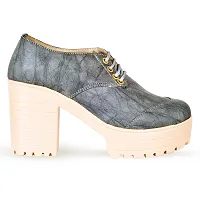 Women Trendy Grey Synthetic Solid Heeled Boots-thumb1