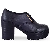 Women Trendy Black Synthetic Solid Heeled Boots-thumb1