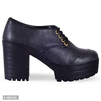 Women Trendy Black Synthetic Solid Heeled Boots-thumb2