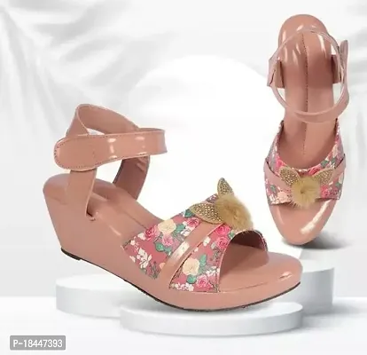 Comfortable Pink Synthetic Sandals For Girls