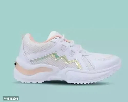 Elegant White Mesh Solid Sneakers For Women-thumb0