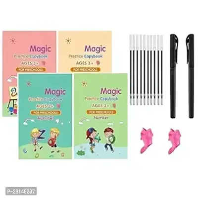 Magic Practice Handwriting Copybook for Kids with Pen Refill English Cursive Reusable Age 3-8 (4 BOOK + 10 REFILL+ 1 Pen + 1 Grip) Visit the Amitasha Store