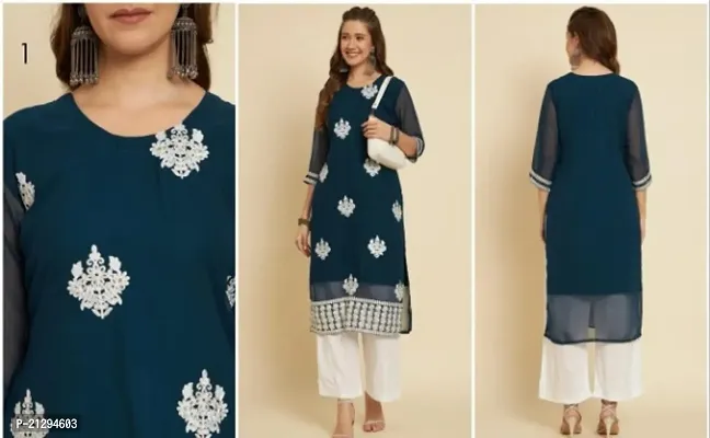 Classic Georgette Embroidered Kurtis for Women-thumb0